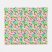Waterverf bloeiend Succulents Patroon Fleece Deken (Voorkant (Horizontaal))