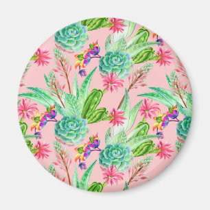 Waterverf bloeiend Succulents Patroon Magneet