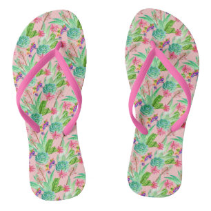 Waterverf bloeiend Succulents Patroon Teenslippers