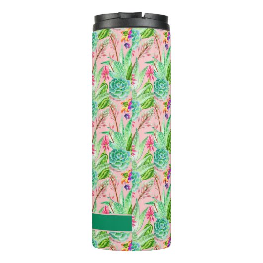 Waterverf bloeiend Succulents Patroon Thermosbeker (Achterkant)