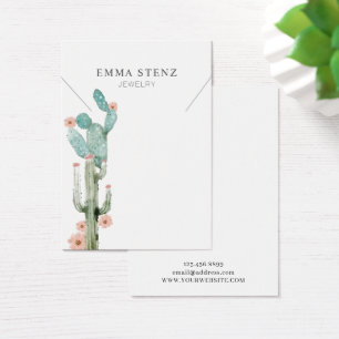 Waterverf Bloeiende Cactus · Ketting Display Visitekaartje