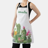 Waterverf bloeiende cactus succulent monogram apro schort (Insitu)