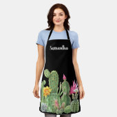 Waterverf bloeiende cactus succulent monogram schort (Gedragen)