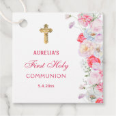 Waterverf bloeit eerste communie bedankjes labels (Voorkant)