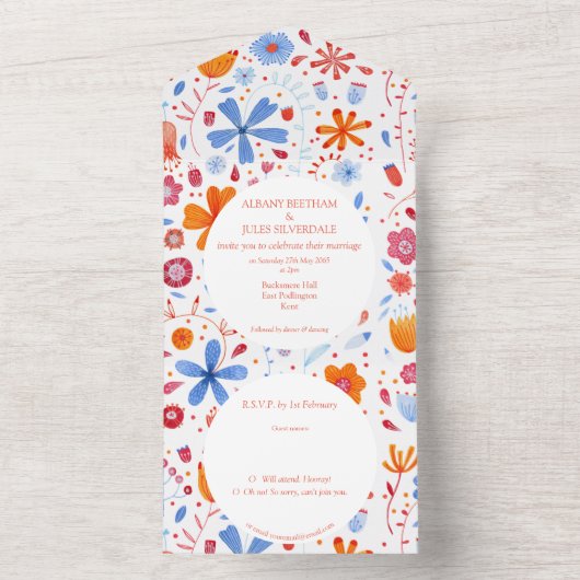 Waterverf Bloem All In One Uitnodiging (Binnen)