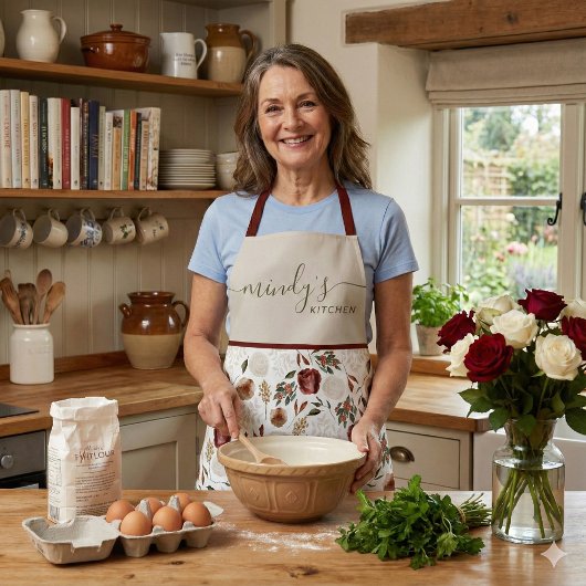 Waterverf Bloem All-Over Print Schort