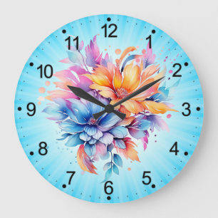 Waterverf Bloem Bloemen Ontwerp-24683 Grote Klok