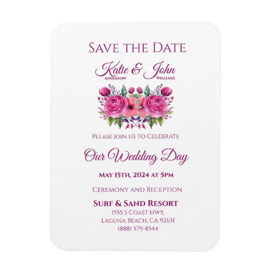 Waterverf Bloem Boeket-Bruiloft Save the Date- Magneet (Verticaal)