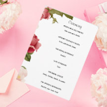 Waterverf Bloem Bruiloft Ceremonie Programma | Roz