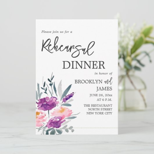 Waterverf Bloem Bruiloft Repetitie Uitnodigingen (Staand voorkant)