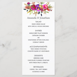Waterverf Bloem Bruiloftsmenu Menu