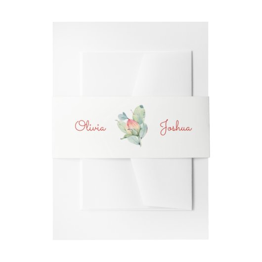 Waterverf Bloem Bud Belly Bands Uitnodigingen Wikkel (Voorkant Voorbeeld)