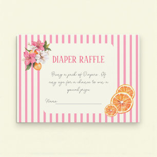 Waterverf Bloem Citrus Baby Shower Luier Raffle Informatiekaartje