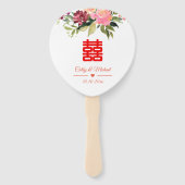 Waterverf bloem dubbel geluk bruiloft handwaaier (Voorkant)