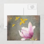 Waterverf Bloem- en goudbijen Briefkaart (Voorkant / Achterkant)