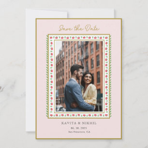 Waterverf bloem grens Foto Opslaan datum Save The Date