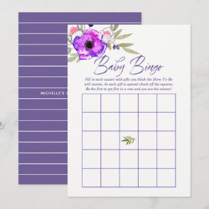 Waterverf bloem lente baby shower baby bingo kaart