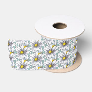 Waterverf Bloem Madeliefje Eendenei Blauw Boho Lint