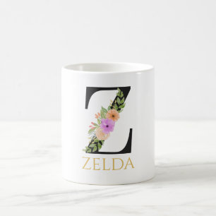 Waterverf Bloem Monogram Koffiekop Koffiemok