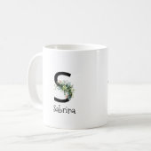 Waterverf bloem monogram pensioen koffie mok (Voorkant links)