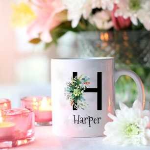 Waterverf bloem monogram pensioen koffie mok