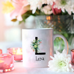 Waterverf bloem monogram pensionering koffiemok
