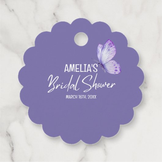 Waterverf bloem paarse vlinder bruiloft bedankjes labels (Achterkant)