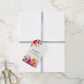 Waterverf Bloem Patroon | Modern Bloemmotief Cadeaulabel