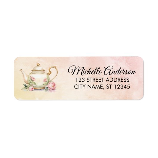 Waterverf Bloem Pot Retouradres Label (Voorkant)