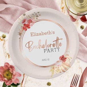 Waterverf Bloem Roos Bachelorette Feest Papieren Bordje