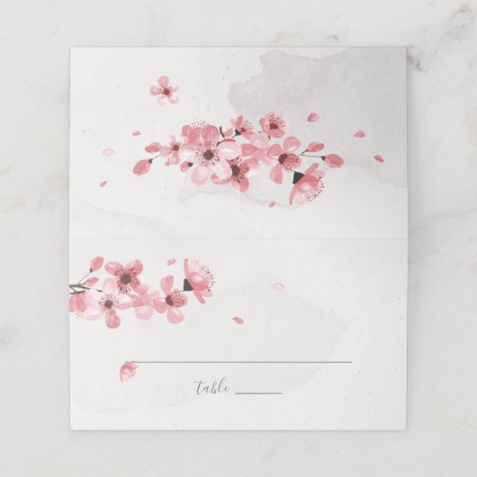 Waterverf Bloem Roze Kersenbloesem Bruiloft (Buitenkant ongevouwen)