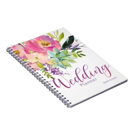 Waterverf Bloem Succulent Wedding Planner Notitieboek (Rechterzijde)