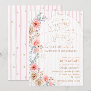 Waterverf Bloem Suiker en kruid  Baby shower Kaart