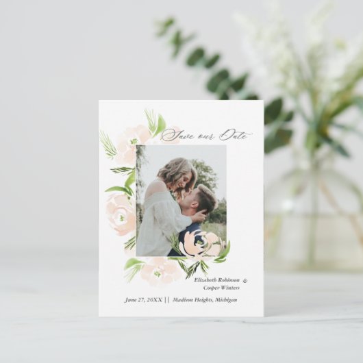 Waterverf bloem trendy Opslaan Datum Kaart (Staand voorkant)