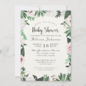 Waterverf Bloem Wit Groen Baby Shower Kaart (Voorkant)