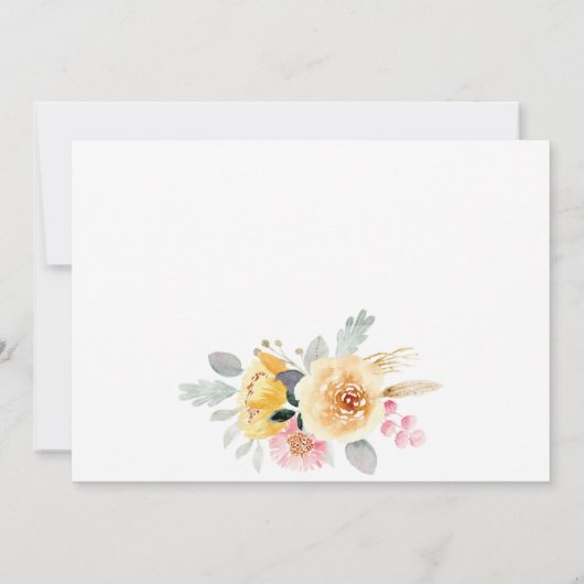 Waterverf Bloemachtige Bruidsdiner Bedankkaart (Achterkant)