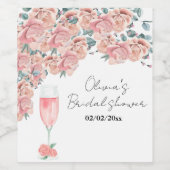 Waterverf bloemblaadjes & prosecco zomer bruidssho wijn etiket (Enkel label)