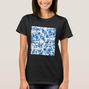 Waterverf Bloemblauw wild T-shirt