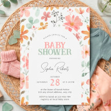 Waterverf Bloemboog Meisje Baby Shower