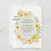 Waterverf Bloemboter Gele Sage Groene bruiloft Kaart (Voorkant)