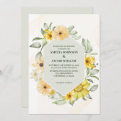 Waterverf Bloemboter Gele Sage Groene bruiloft Kaart (Voorkant / Achterkant)