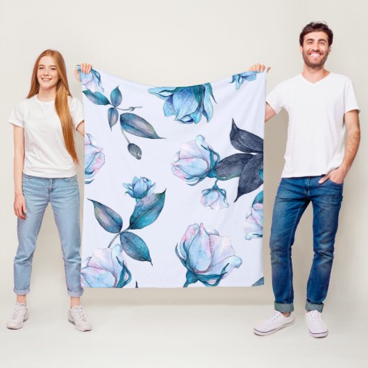 Waterverf bloemen 10 fleece deken (In situ)