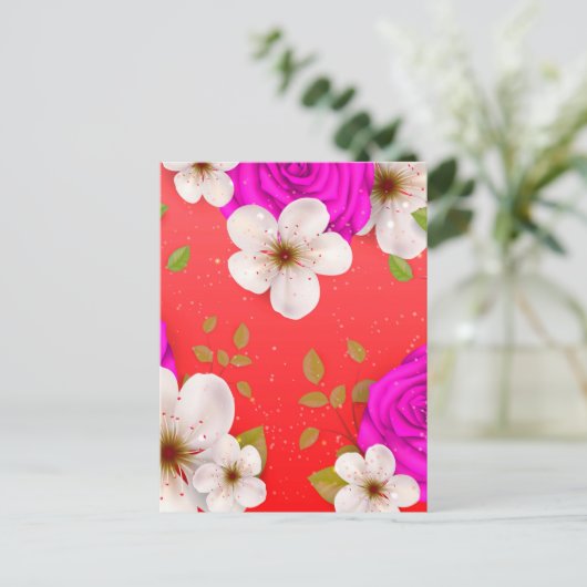 Waterverf bloemen 14 briefkaart (Staand voorkant)