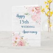 Waterverf Bloemen 15e Bruiloft Jubileum Kaart (Gele Bloem)