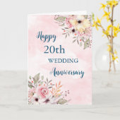 Waterverf Bloemen 20e bruiloft Jubileum Kaart (Gele Bloem)