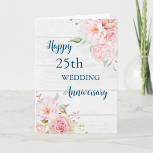 Waterverf Bloemen 25e Bruiloft Jubileum Kaart