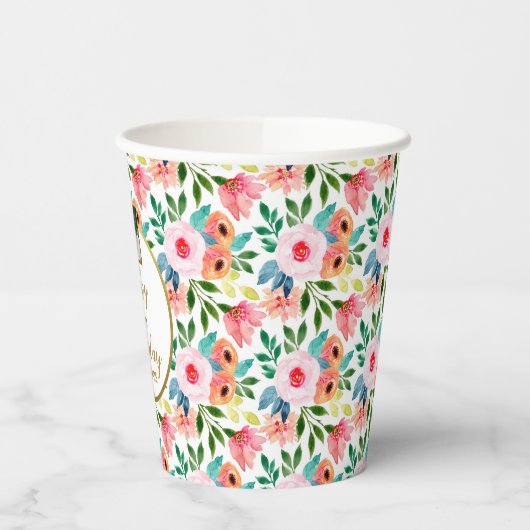 Waterverf bloemen Aangepaste foto Maandag Papieren Bekers (Links)