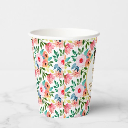 Waterverf bloemen Aangepaste foto Maandag Papieren Bekers (Rechts)