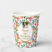 Waterverf bloemen Aangepaste foto Maandag Papieren Bekers (Voorkant)