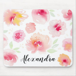 Waterverf bloemen Aangepaste scriptnaam Mousepad Muismat